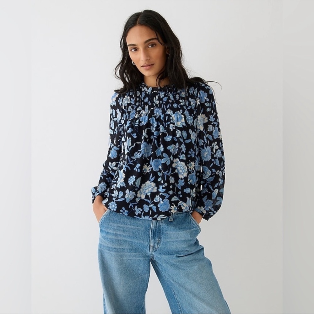 J.Crew Ruffle Neck Chiffon Blouse M